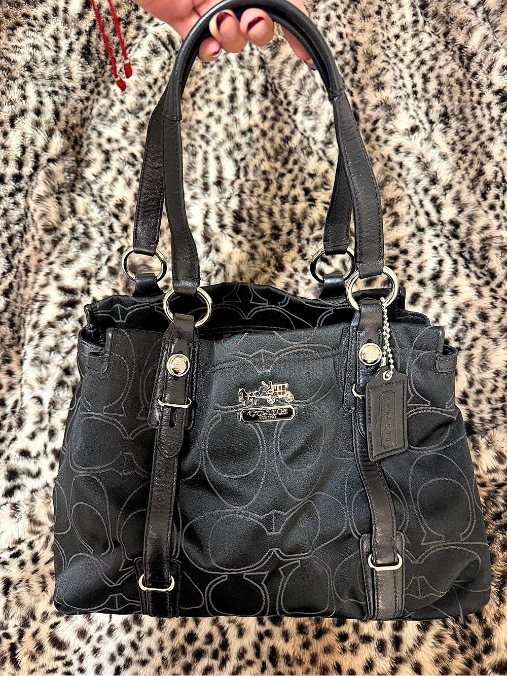 Coach Mia Black Satin Shoulder Bag